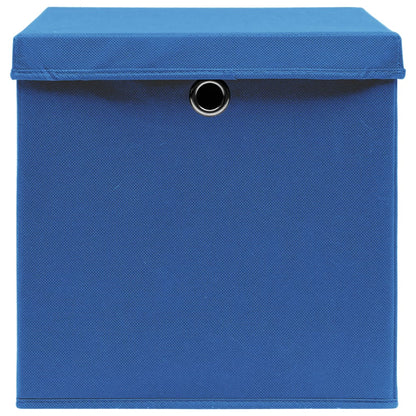 Scatole Portaoggetti con Coperchi 4pz Blu 32x32x32 cm Tessuto