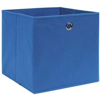 Scatole Portaoggetti con Coperchi 10pz Blu 32x32x32 cm Tessuto