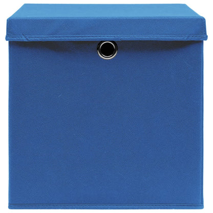 Scatole Portaoggetti con Coperchi 10pz Blu 32x32x32 cm Tessuto - homemem39