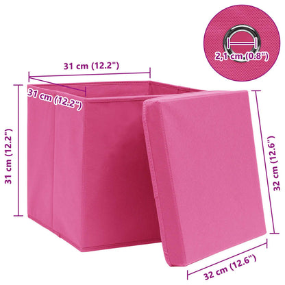 Scatole Portaoggetti con Coperchi 10pz Rosa 32x32x32 cm Tessuto | homemem39