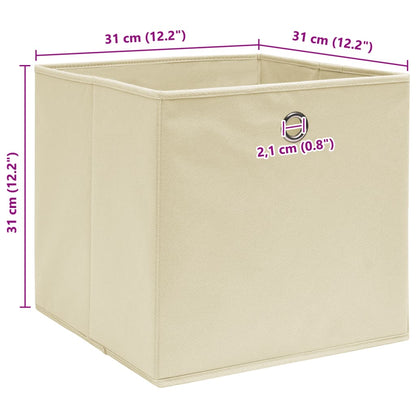 Scatole Portaoggetti con Coperchi 10pz Crema 32x32x32cm Tessuto