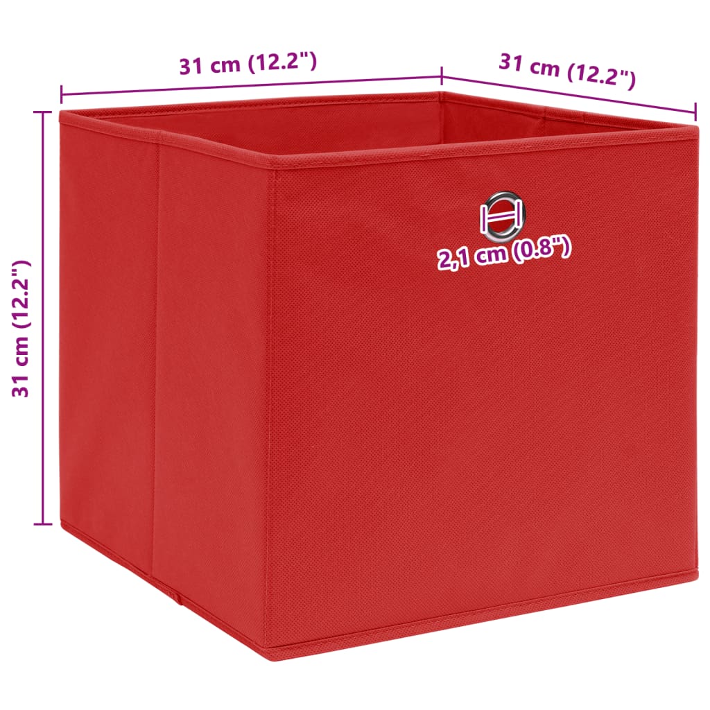 Scatole Portaoggetti 10pz Rosse 32x32x32 cm Tessuto