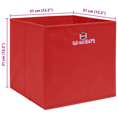 Scatole Portaoggetti 10pz Rosse 32x32x32 cm Tessuto