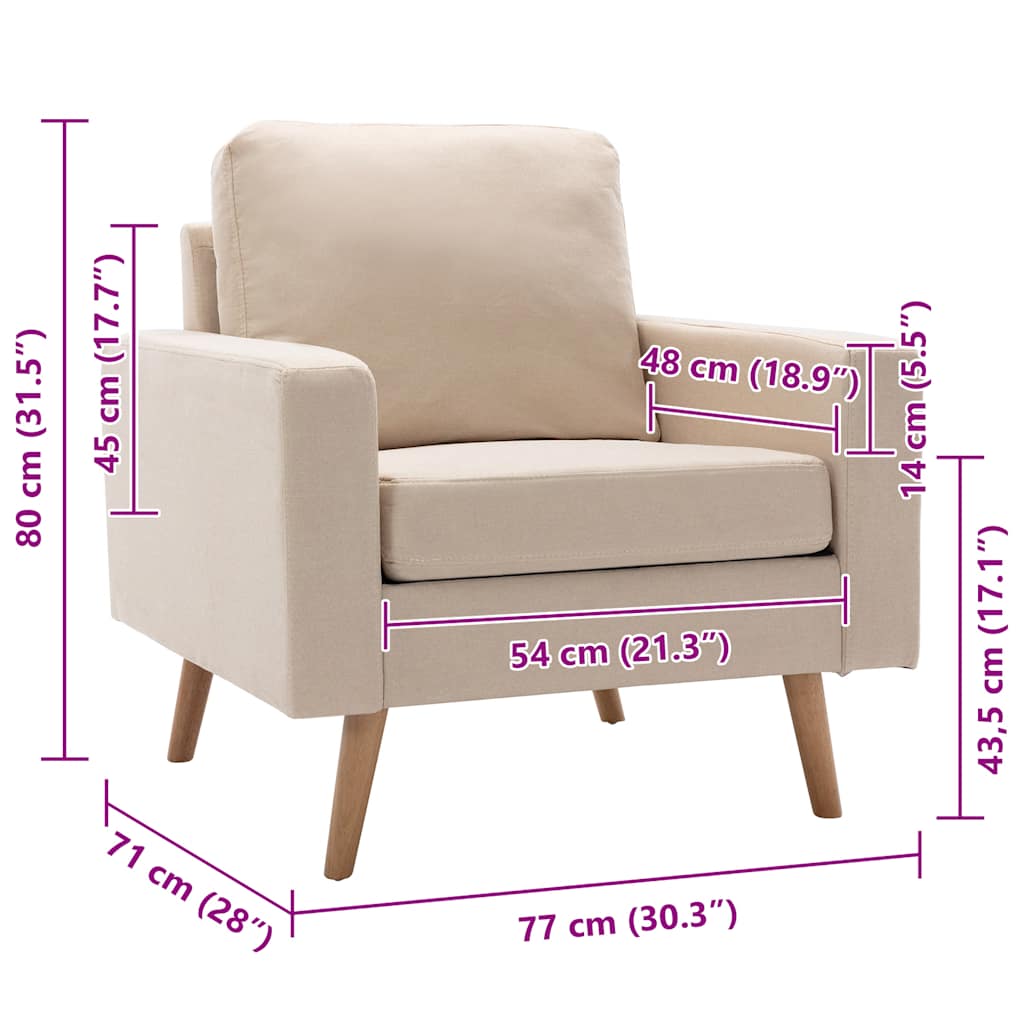 Cream Armchair in Fabric