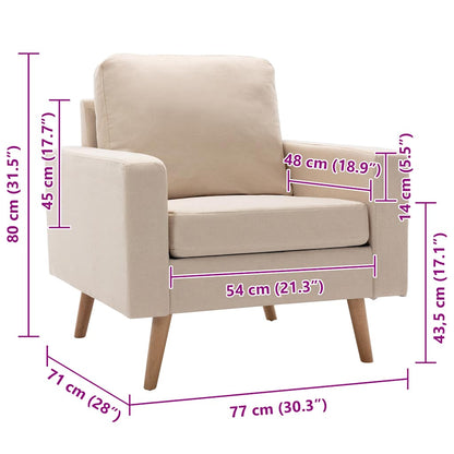 Cream Armchair in Fabric