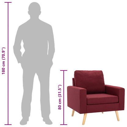 Armchair in wine red fabric