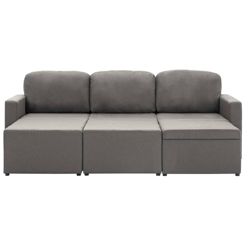 Divano Letto Modulare a 3 Posti Grigio Talpa in Tessuto - homemem39