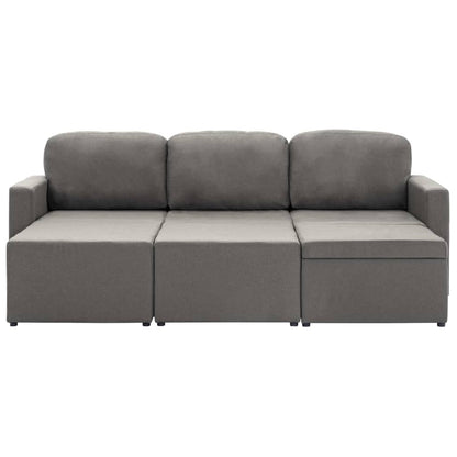 Divano Letto Modulare a 3 Posti Grigio Talpa in Tessuto - homemem39