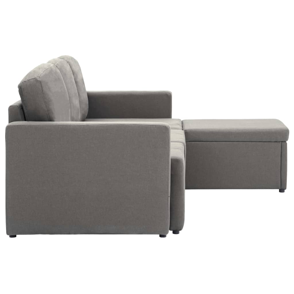 Divano Letto Modulare a 3 Posti Grigio Talpa in Tessuto - homemem39
