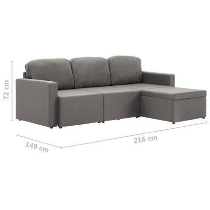Divano Letto Modulare a 3 Posti Grigio Talpa in Tessuto - homemem39