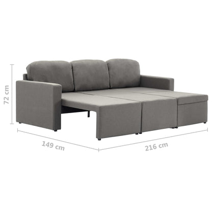 Divano Letto Modulare a 3 Posti Grigio Talpa in Tessuto - homemem39