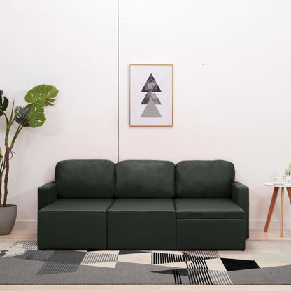 Divano Letto Modulare a 3 Posti Grigio in Similpelle