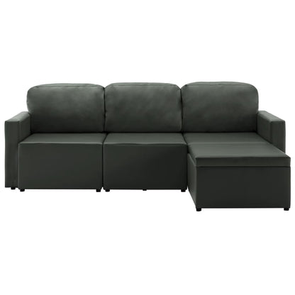 Divano Letto Modulare a 3 Posti Grigio in Similpelle