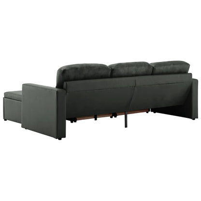 Divano Letto Modulare a 3 Posti Grigio in Similpelle