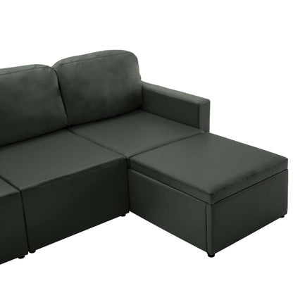 Divano Letto Modulare a 3 Posti Grigio in Similpelle