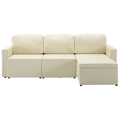 Divano Letto Modulare a 3 Posti Crema in Similpelle