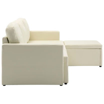 Divano Letto Modulare a 3 Posti Crema in Similpelle