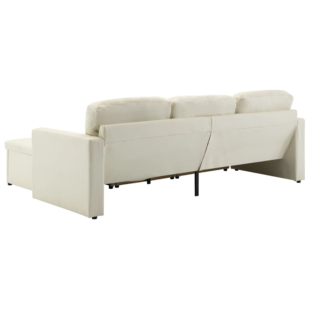 Divano Letto Modulare a 3 Posti Crema in Similpelle