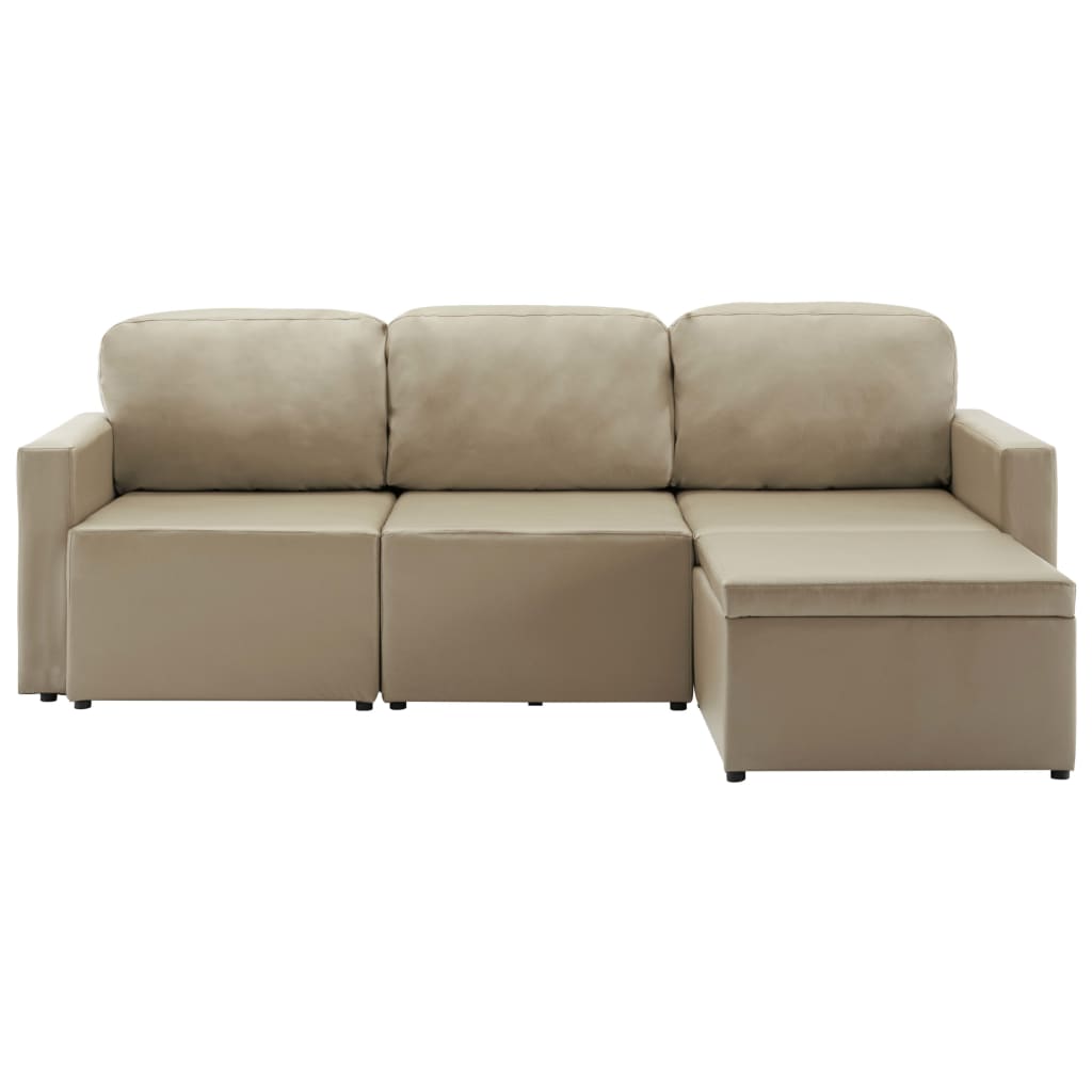 Divano Letto Modulare a 3 Posti Cappuccino in Similpelle