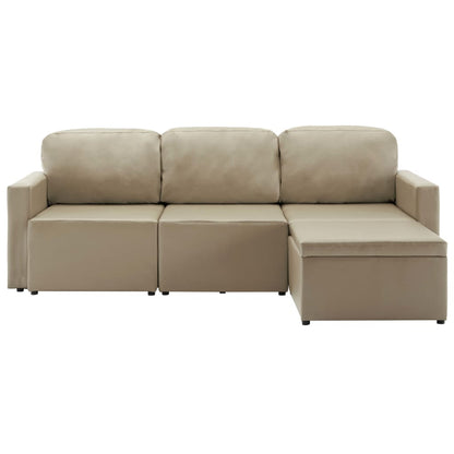 Divano Letto Modulare a 3 Posti Cappuccino in Similpelle