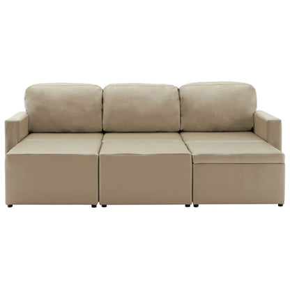 Divano Letto Modulare a 3 Posti Cappuccino in Similpelle