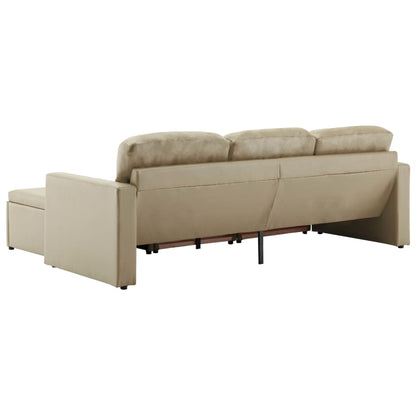 Divano Letto Modulare a 3 Posti Cappuccino in Similpelle