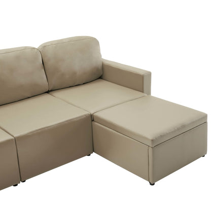 Divano Letto Modulare a 3 Posti Cappuccino in Similpelle