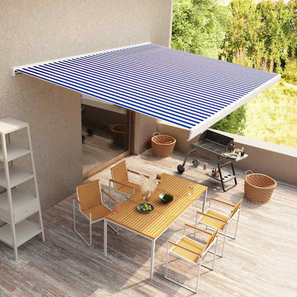 Tenda a Cassonetto Motorizzata 450x300 cm Blu e Bianco