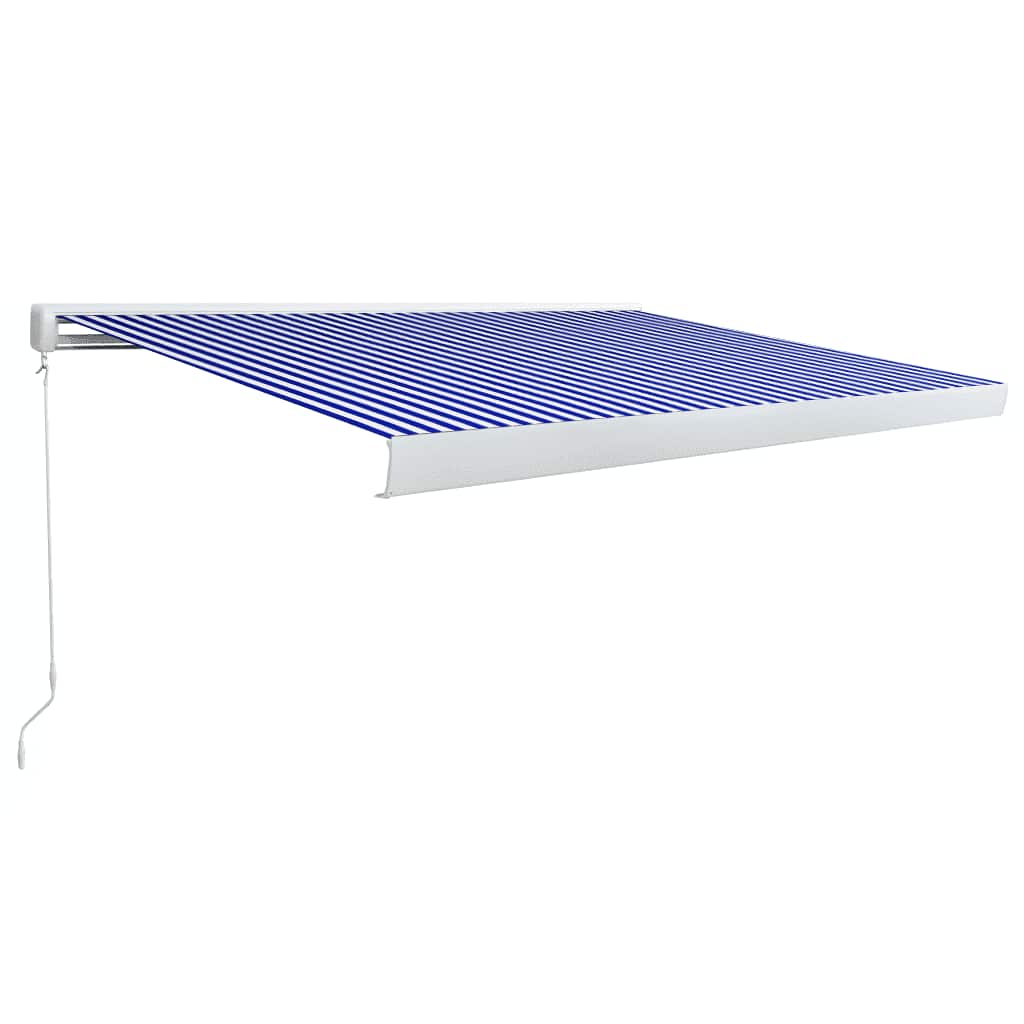 Tenda a Cassonetto Manuale 350x250 cm Blu e Bianca