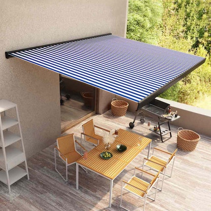 Tenda a Cassonetto Motorizzata 350x250 cm Blu e Bianco