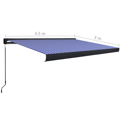 Tenda a Cassonetto Manuale 450x300 cm Blu e Bianca - homemem39