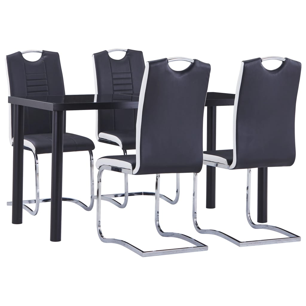 Set Sala da Pranzo 5 pz in Similpelle Nero - homemem39