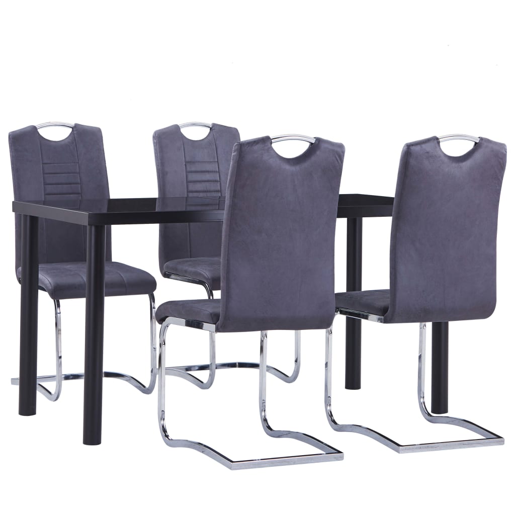 Set Sala da Pranzo 5 pz in Similpelle Scamosciata Grigio - homemem39