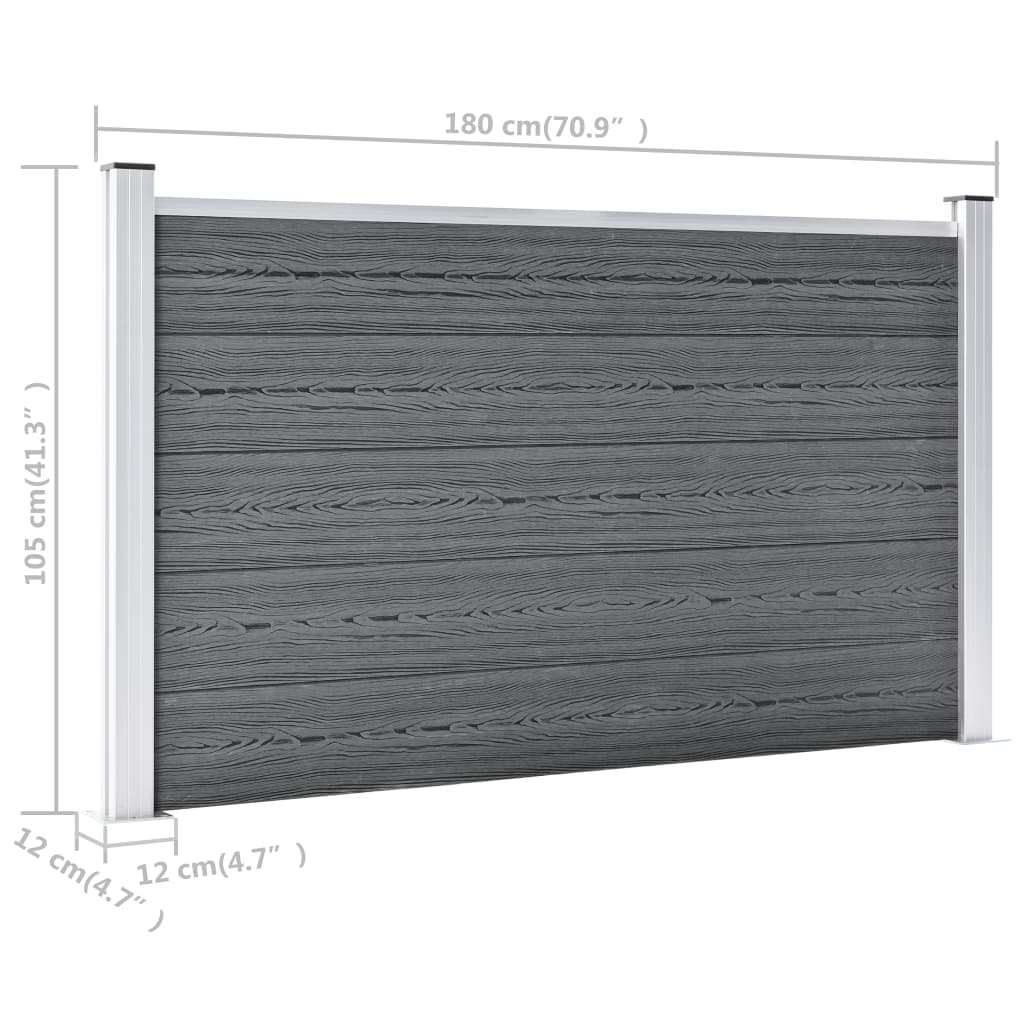 Recinzione da Giardino in WPC 353x106 cm Grigia | homemem39
