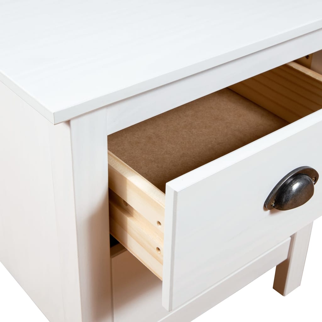 Comodini Hill Bianchi 2 pz 46x35x49,5 cm Legno Massello di Pino - homemem39