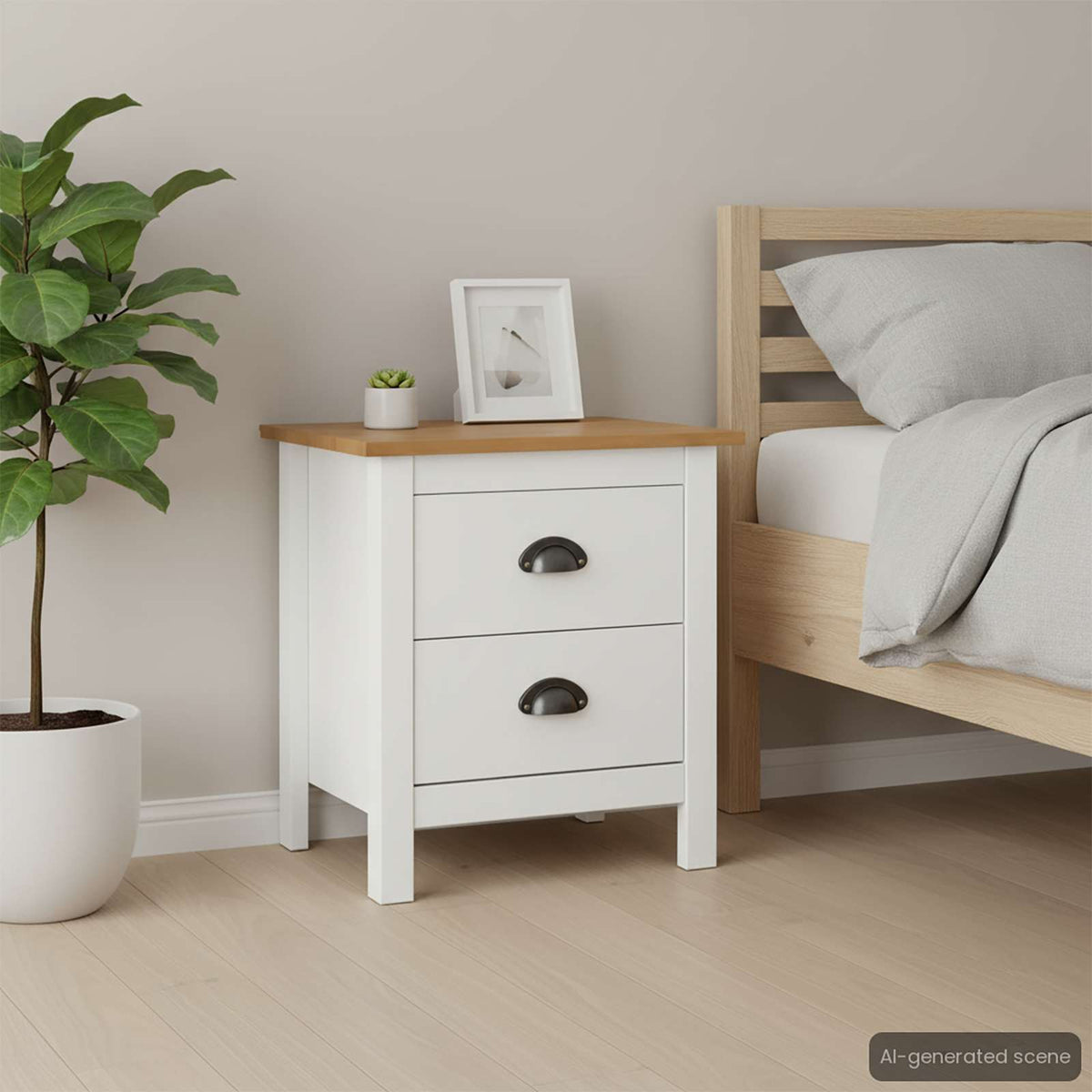 Comodini Hill Bianchi 2 pz 46x35x49,5 cm Legno Massello di Pino