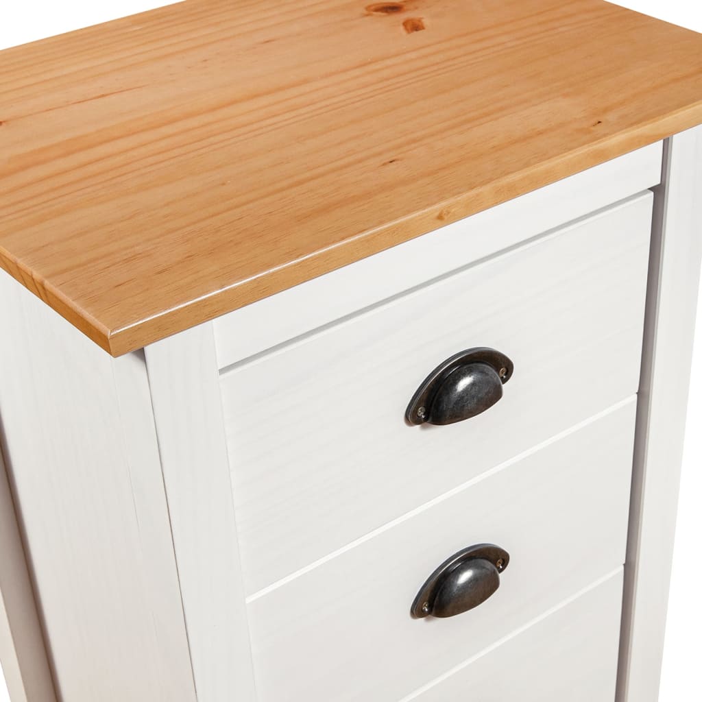 Credenza Hill Bianca 46x35x80 cm in Legno Massello di Pino