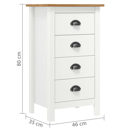 Credenza Hill Bianca 46x35x80 cm in Legno Massello di Pino