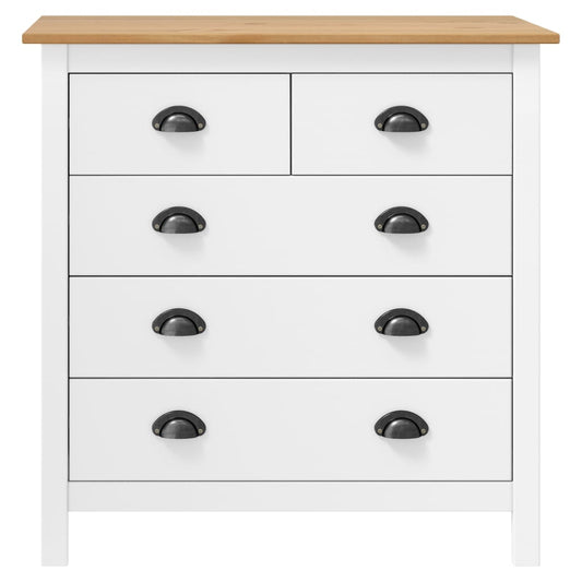 Credenza Hill Bianca 79x40x80 cm in Legno Massello di Pino