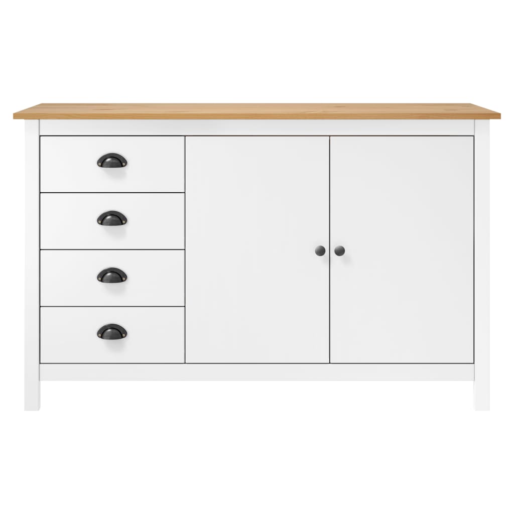 Credenza Hill Bianca 130x40x80 cm in Legno Massello di Pino - homemem39