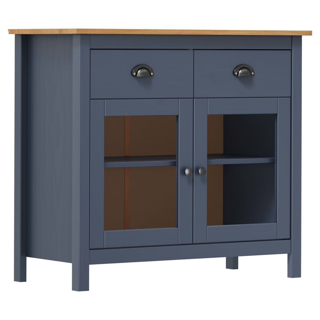 Credenza Hill Grigia 90x40x80 cm in Legno Massello di Pino - homemem39