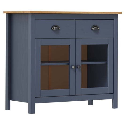 Credenza Hill Grigia 90x40x80 cm in Legno Massello di Pino