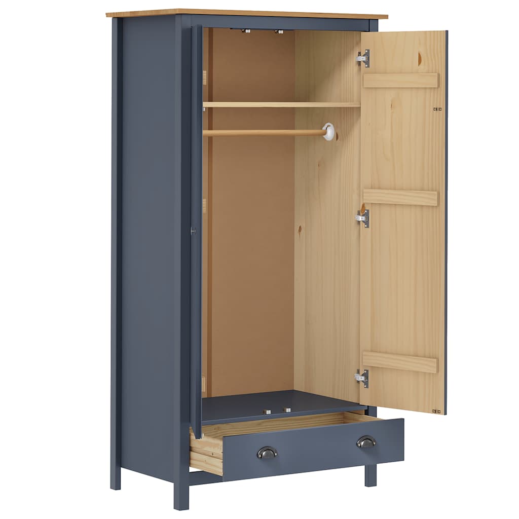 Armadio a 2 Ante Hill Grigio 89x50x170 cm in Legno di Pino | homemem39