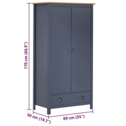 Armadio a 2 Ante Hill Grigio 89x50x170 cm in Legno di Pino | homemem39
