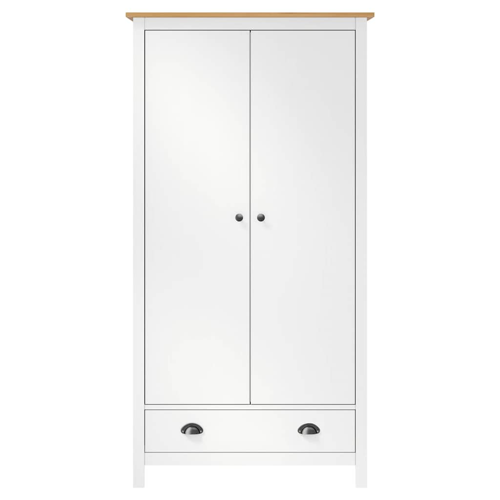 Hill Weißer 2-türiger Kleiderschrank 89 x 50 x 170 cm aus Kiefernholz