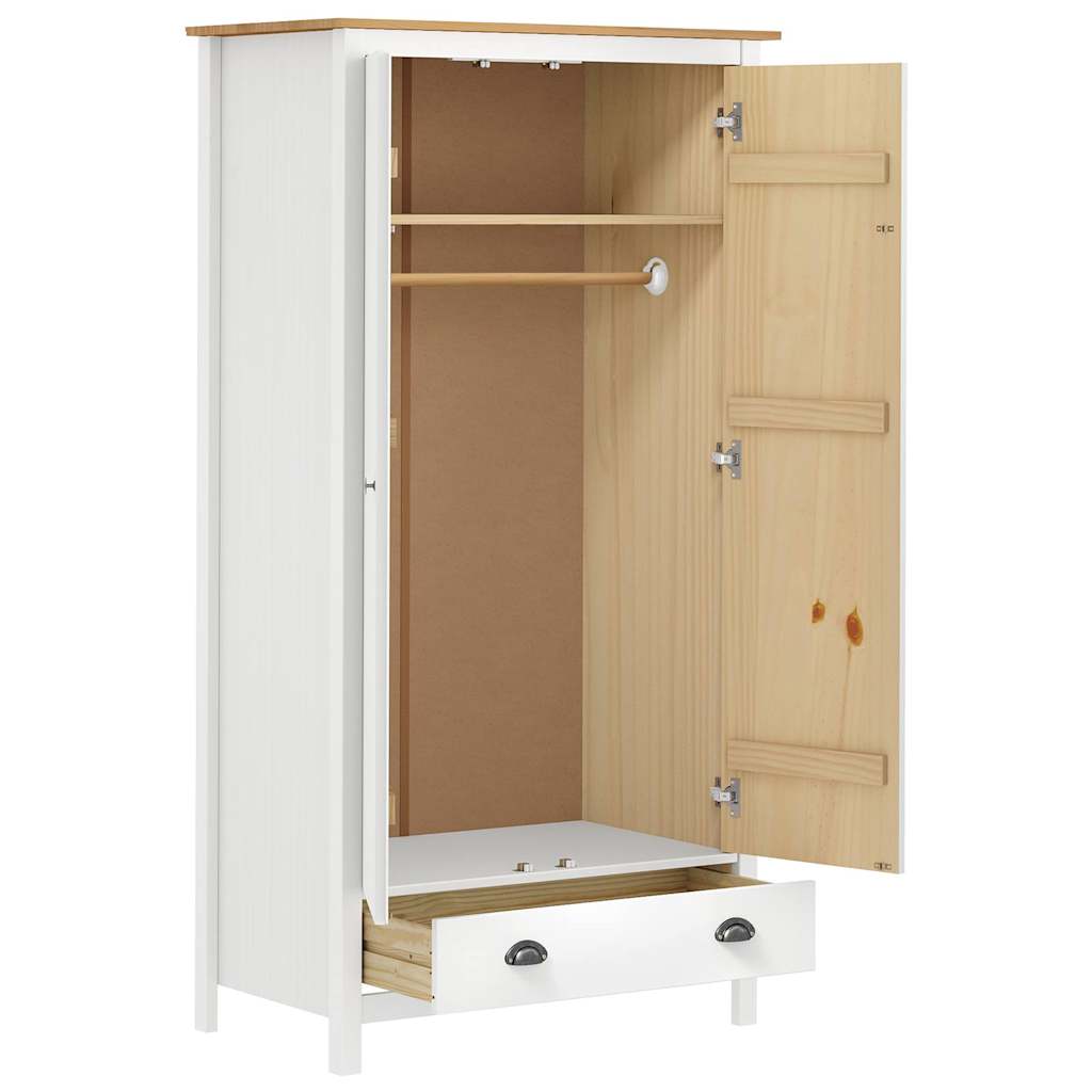 Hill Weißer 2-türiger Kleiderschrank 89 x 50 x 170 cm aus Kiefernholz