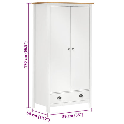 Hill Weißer 2-türiger Kleiderschrank 89 x 50 x 170 cm aus Kiefernholz