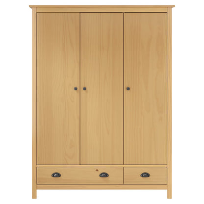 Armadio a 3 Ante Hill 127x50x170cm Legno Massello di Pino - homemem39