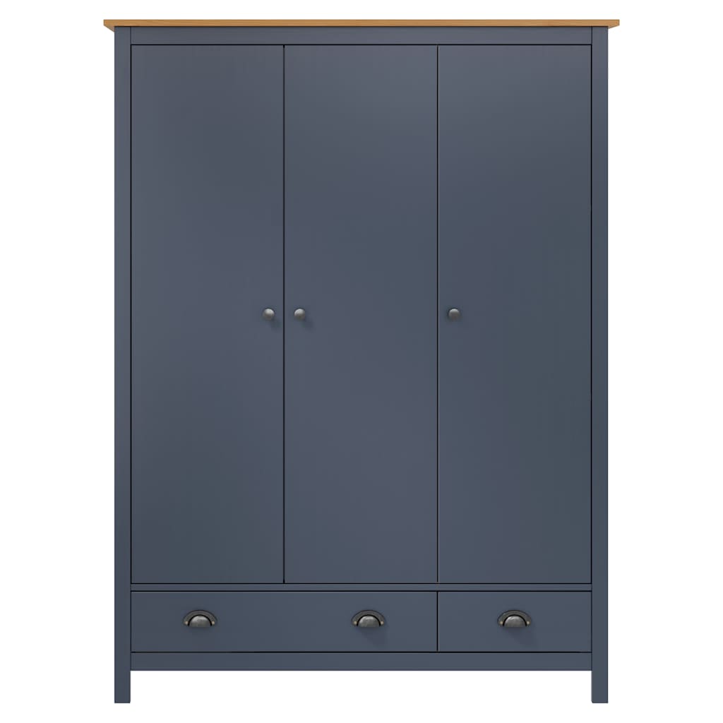 Armadio a 3 Ante Hill Grigio 127x50x170 cm in Legno di Pino - homemem39