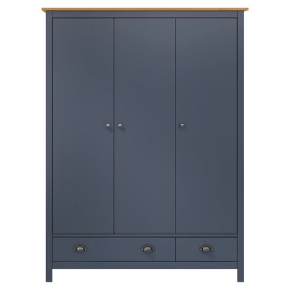 Armadio a 3 Ante Hill Grigio 127x50x170 cm in Legno di Pino - homemem39